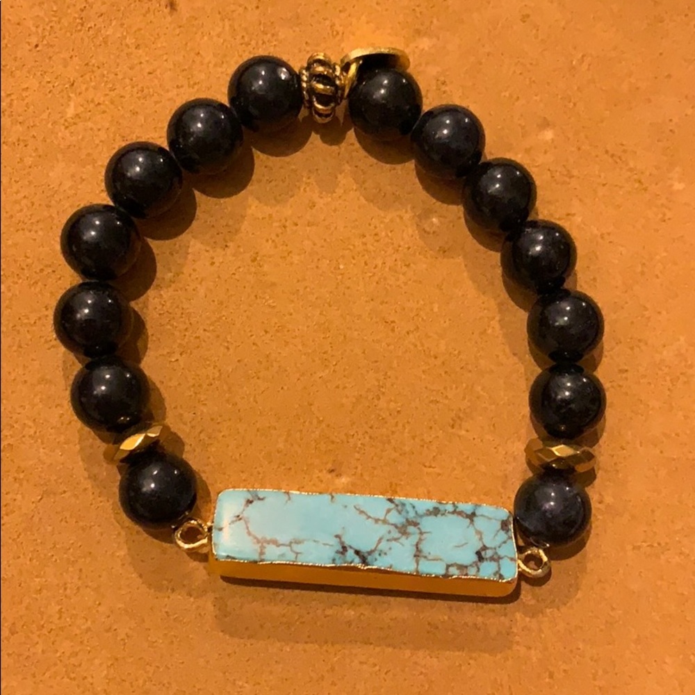 Turquoise gold bar bracelet
